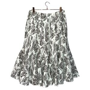 Carlisle Linen Skirt 8 Brown White A Line Fit and Flare Maxi Midi Contemporary